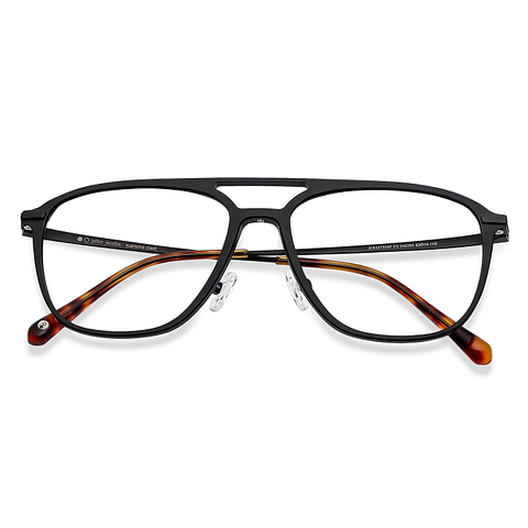 John Jacobs Black Full Rim Aviator left side