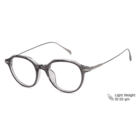 John Jacobs Online Gray Transparent Full Rim Round left side