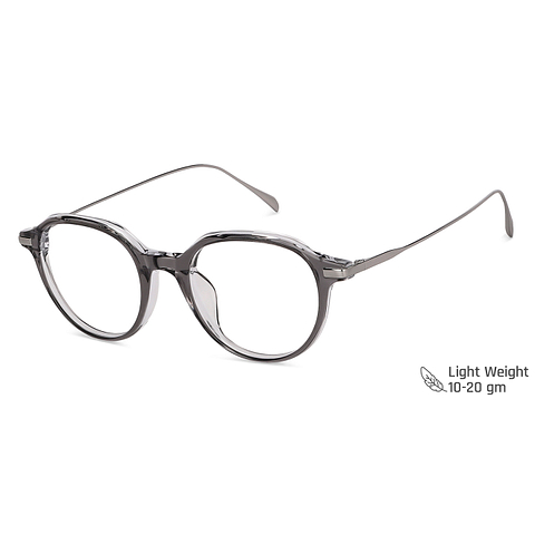 John Jacobs Grey Transparent Full Rim Round left side