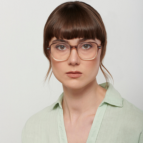 John Jacobs Online Brown Transparent Full Rim Square left side