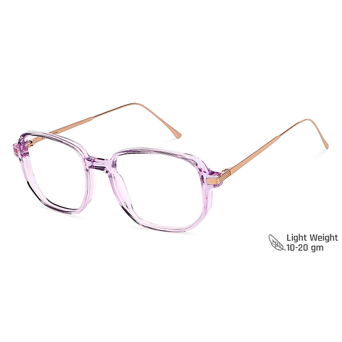 John Jacobs Online Purple Transparent Full Rim Square left side