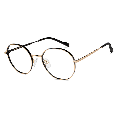 John Jacobs Online Gold Black Full Rim Hexagonal right side