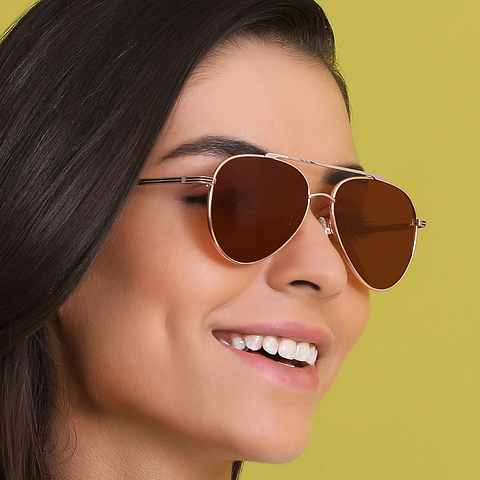 John Jacobs Online Gold Full Rim Aviator left side