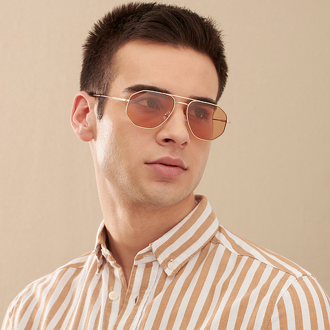 John Jacobs Online Gold Full Rim Aviator left side