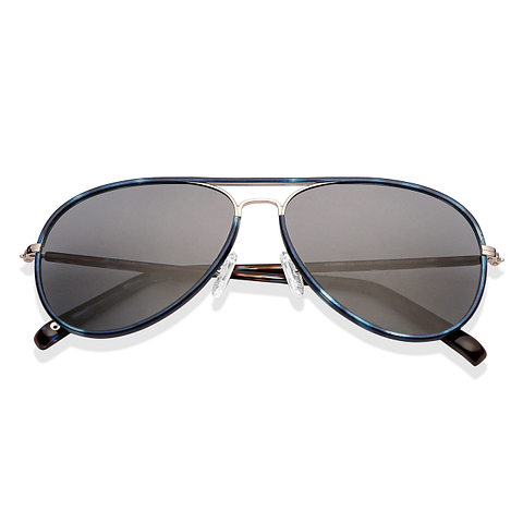 John Jacobs Online Blue Silver Full Rim Aviator left side