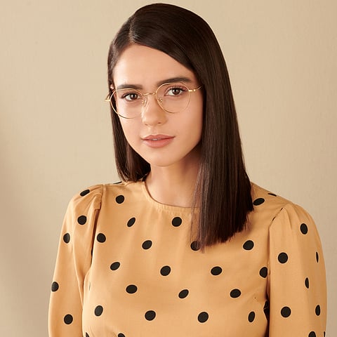 John Jacobs Online Gold Full Rim Geometric left side
