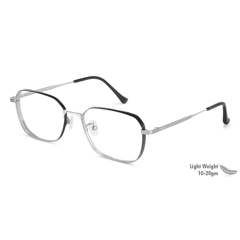 John Jacobs Silver Black Full Rim Rectangle left side