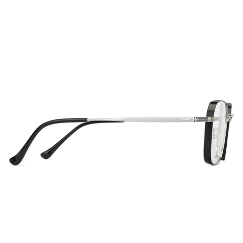 John Jacobs Silver Black Full Rim Rectangle left side