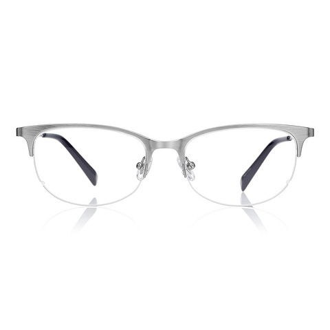 K.moriyama Light Gray Half Rim Oval left side