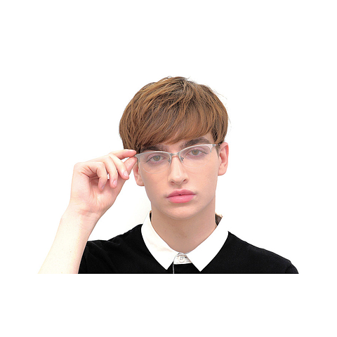 K.moriyama Light Gray Half Rim Oval left side