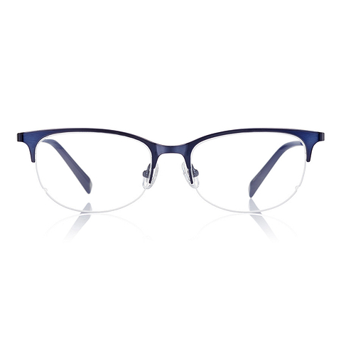 K.moriyama Navy Blue Half Rim Oval left side