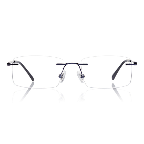 K.moriyama Navy Blue Full Rim Rectangle left side