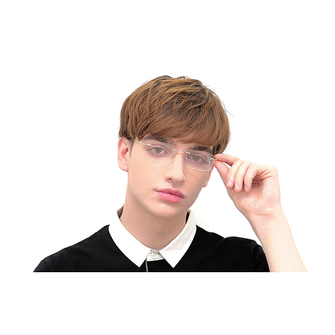 K.moriyama Navy Blue Full Rim Rectangle left side