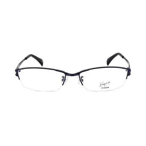 K.moriyama Navy Half Rim Rectangle left side