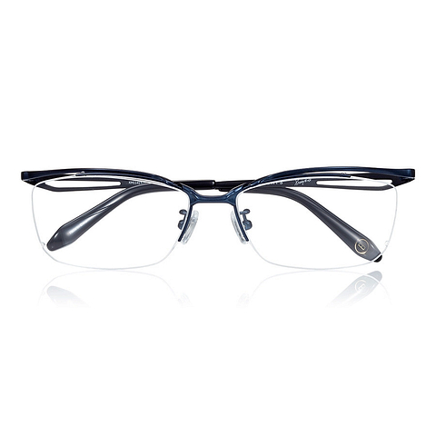 K.moriyama Navy Blue Full Rim Rectangle right side