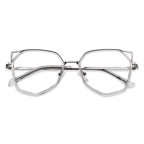 Lenskart Air Online Silver Transparent Full Rim Cat Eye left side