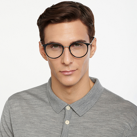 Lenskart Air Online Dark Gunmetal Full Rim Round left side