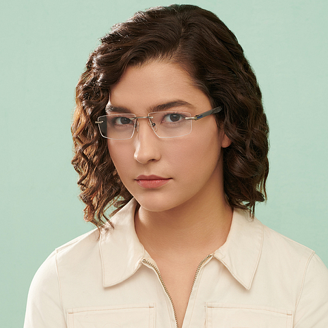 Lenskart Air Online Mid Gunmetal Rimless Rectangle right side