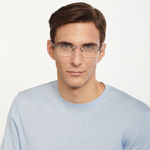 Lenskart Air Online Mid Gunmetal Rimless Rectangle left side