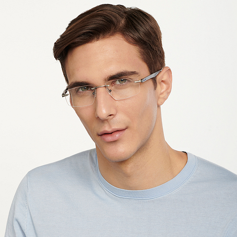 Lenskart Air Online Mid Gunmetal Rimless Rectangle right side
