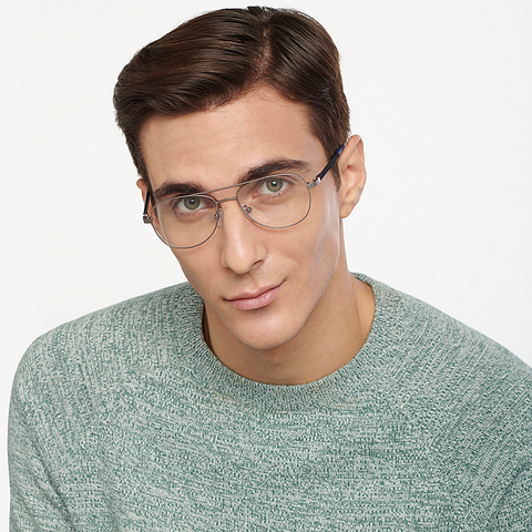 Lenskart Air Online Silver Full Rim Aviator left side