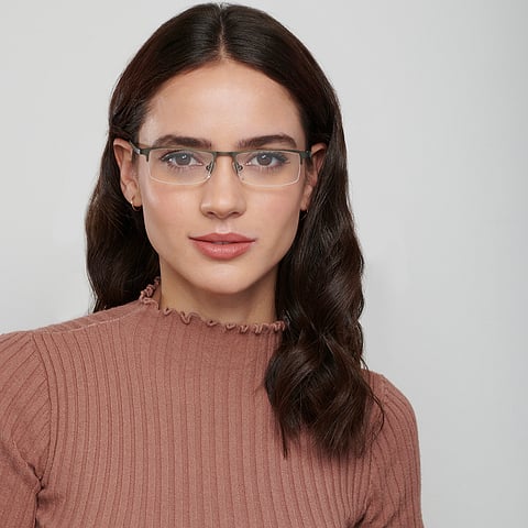 Lenskart Air Online Light Gray Half Rim Rectangle left side