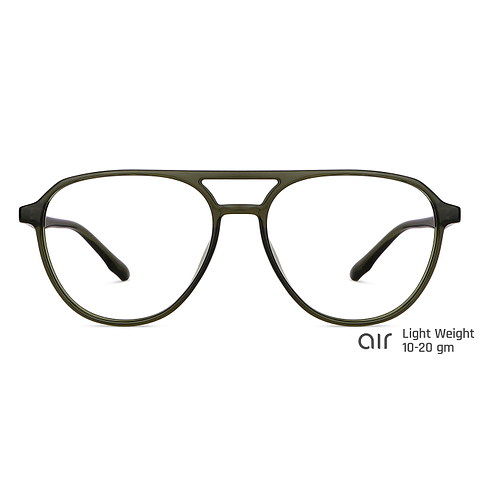 Lenskart Air Screen Glasses Green Transparent Full Rim Aviator left side