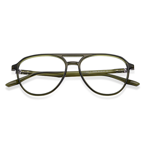 Lenskart Air Screen Glasses Green Transparent Full Rim Aviator left side
