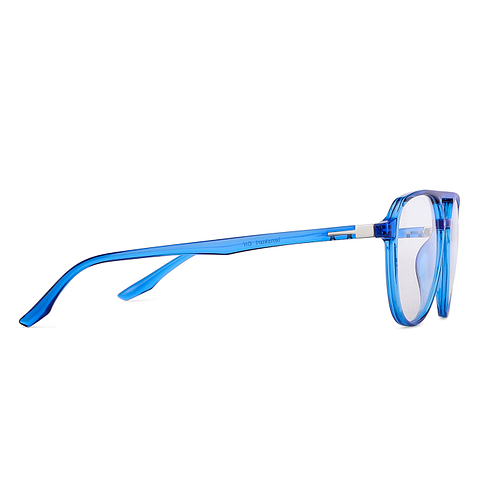 Lenskart Air Screen Glasses Blue Transparent Full Rim Aviator left side