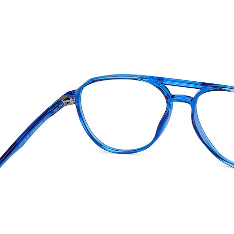 Lenskart Air Screen Glasses Blue Transparent Full Rim Aviator right side