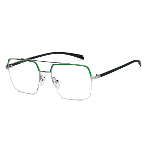 Lenskart Air Online Green Silver Half Rim Square right side