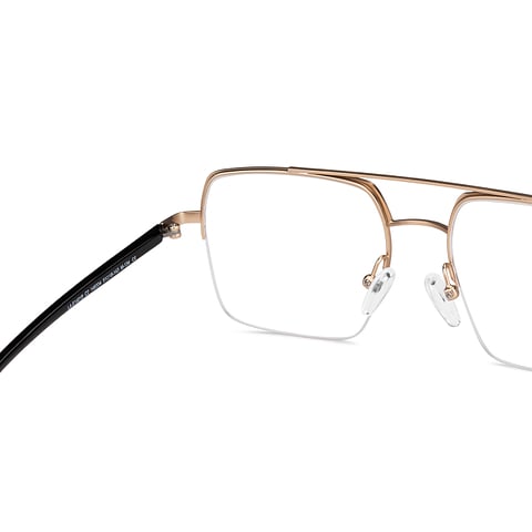 Lenskart Air Online Black Gold Half Rim Square right side