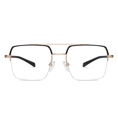 Lenskart Air Online Black Gold Half Rim Square left side