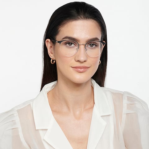 Lenskart Air Online Dark Gunmetal Half Rim Round left side
