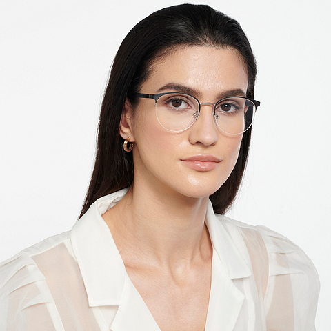 Lenskart Air Online Dark Gunmetal Half Rim Round right side
