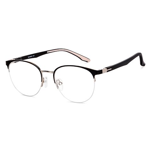 Lenskart Air Online Black Silver Half Rim Round right side