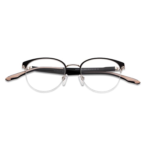 Lenskart Air Online Black Silver Half Rim Round left side