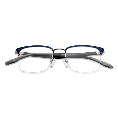 Lenskart Air Online Blue Gunmetal Half Rim Square left side