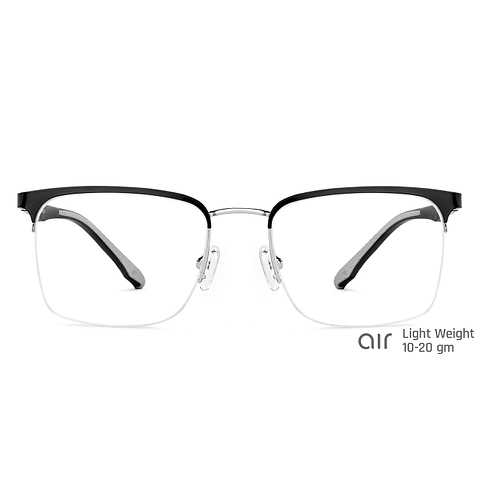 Lenskart Air Online Black Silver Half Rim Square right side