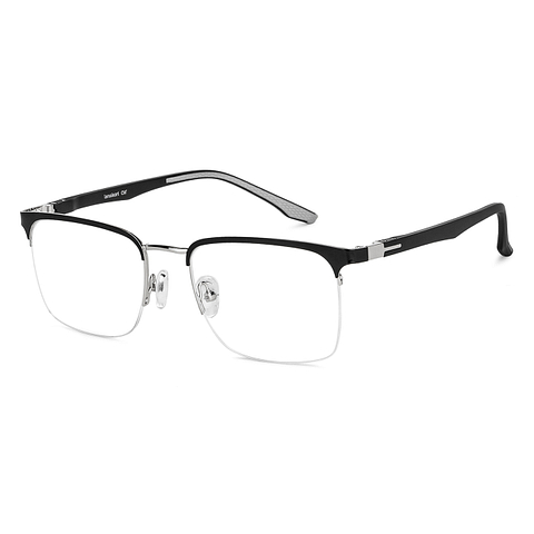 Lenskart Air Online Black Silver Half Rim Square right side