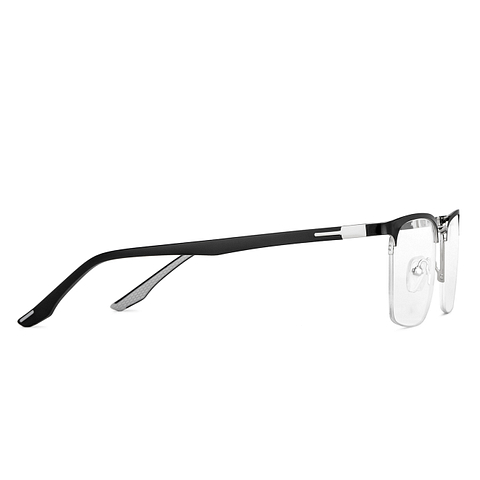 Lenskart Air Online Black Silver Half Rim Square left side