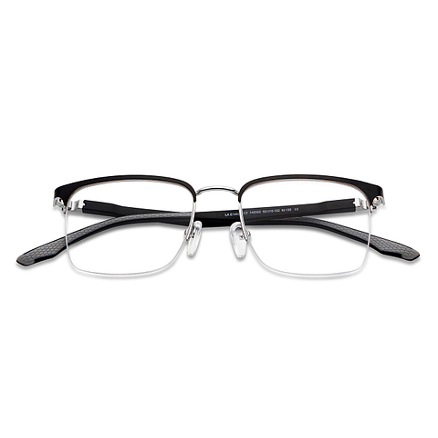 Lenskart Air Online Black Silver Half Rim Square left side