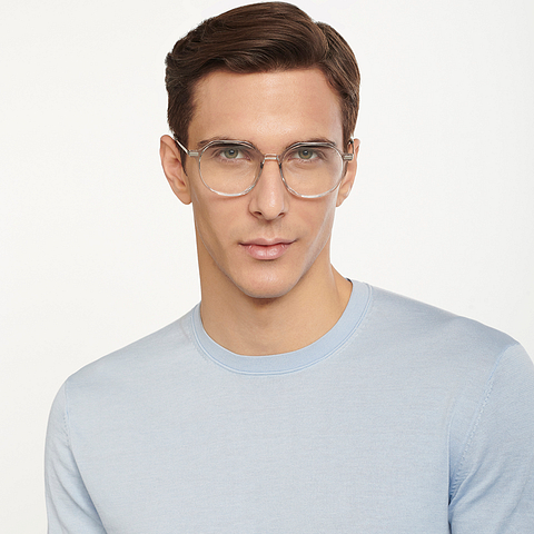 Lenskart Air Online Grey Transparent Full Rim Round left side