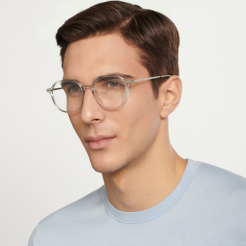 Lenskart Air Online Grey Transparent Full Rim Round right side