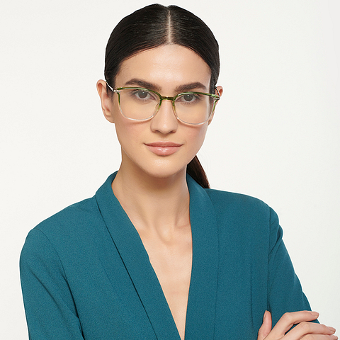 Lenskart Air Online Green Transparent Full Rim Cat Eye left side