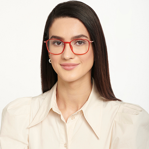 Lenskart Air Online Orange Transparent Full Rim Square left side