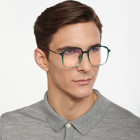 Lenskart Air Online Green Transparent Full Rim Square left side