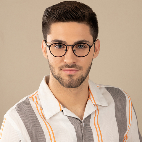 Lenskart Air Online Mid Gunmetal Full Rim Round left side
