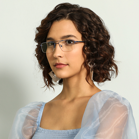 Lenskart Air Online Sky Blue Half Rim Rectangle left side