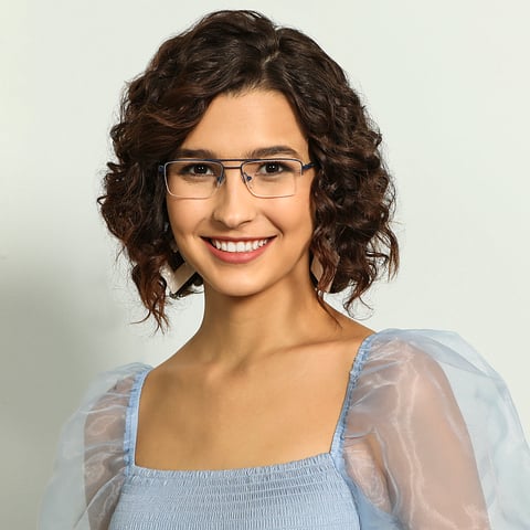 Lenskart Air Online Sky Blue Half Rim Rectangle left side